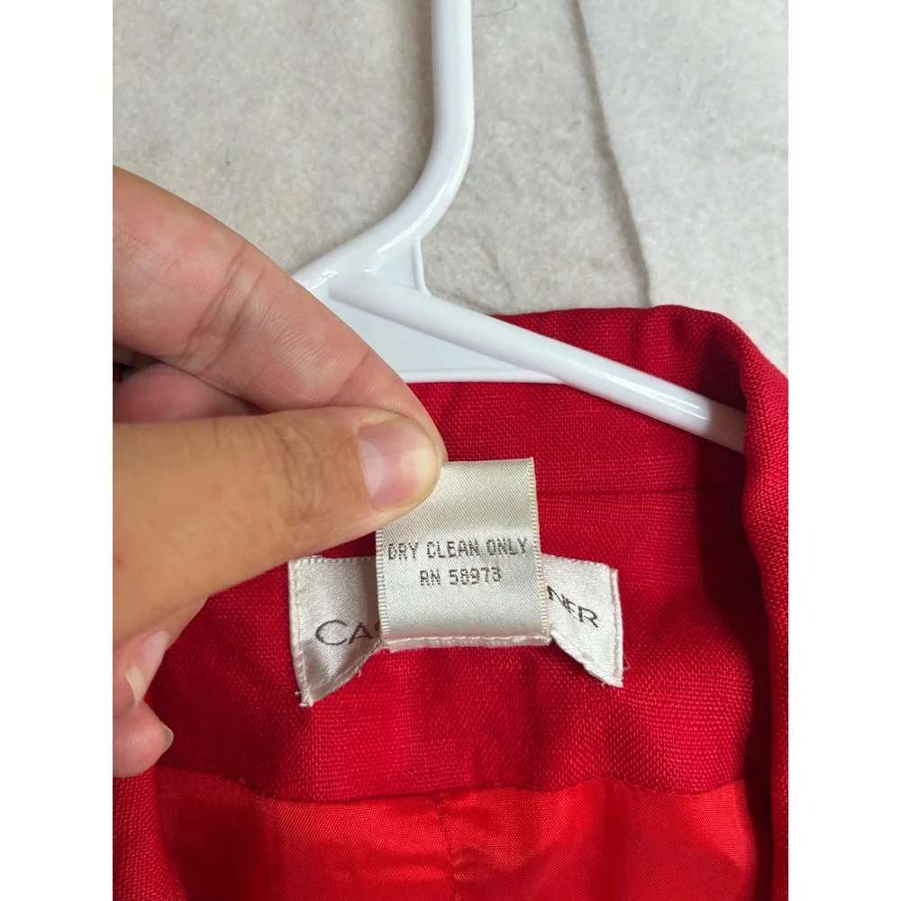 Casual Corner Vintage Red Linen Blazer Jacket Size 8 RN 58973 MISSING BUTTON
